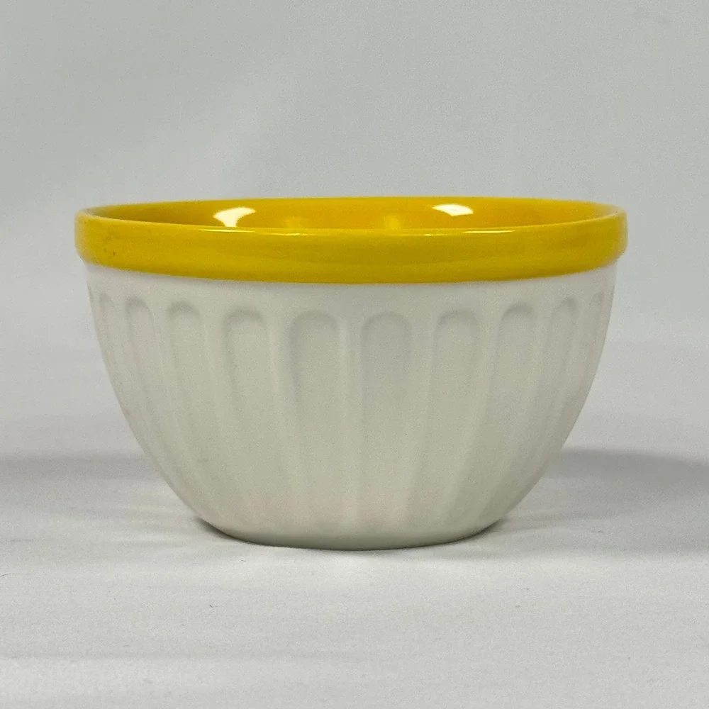 Starbucks Coffee 2007 Fluted Ceramic Bowls Set of 3 Blue Green Yellow 12oz 2007